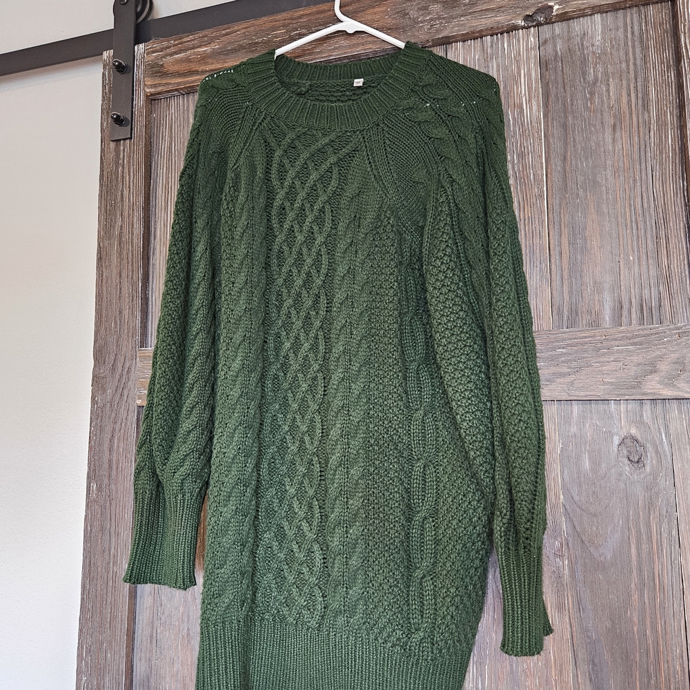 Green Cable Knit Sweater
